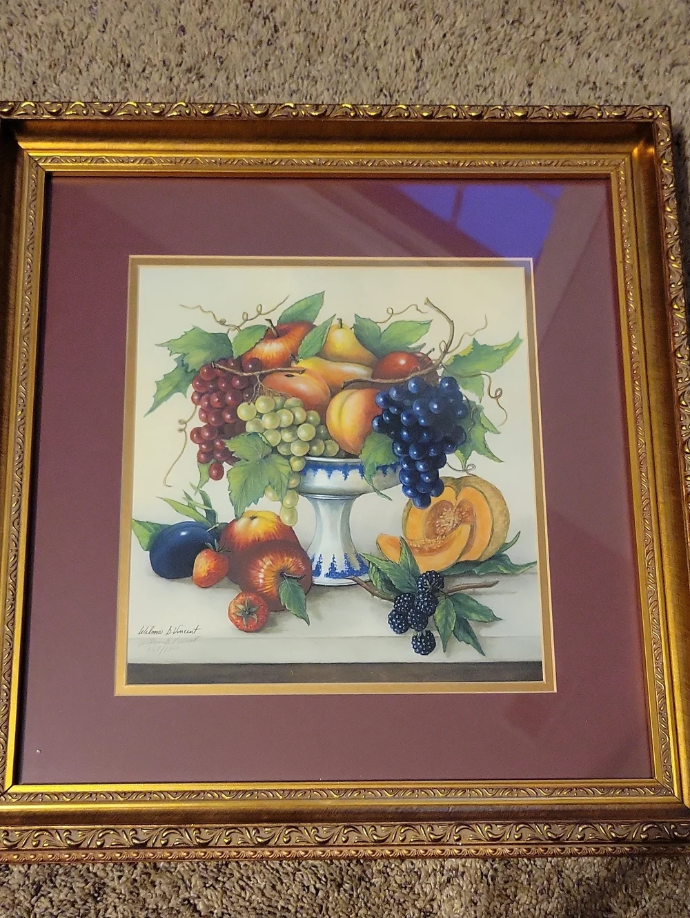Framed Still Life Fruit Print in Gold Ornate Frame